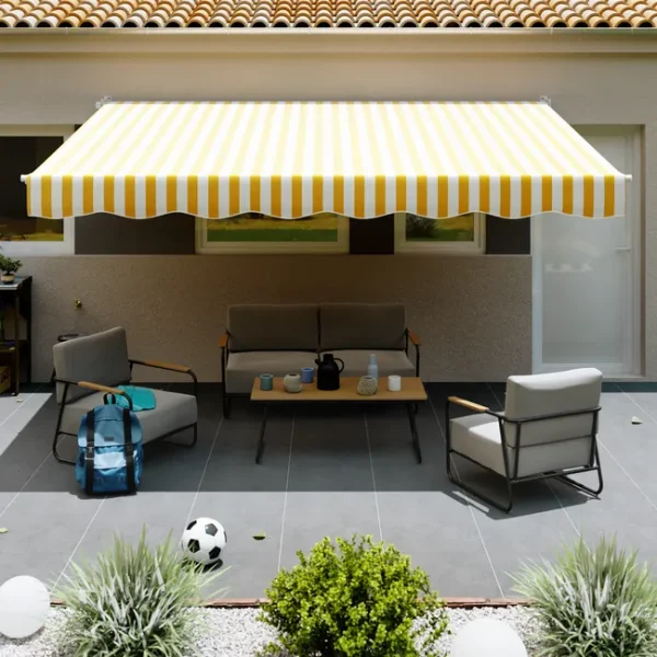 Toldo Manual Simple Rayas Amarillas 2 5X2M