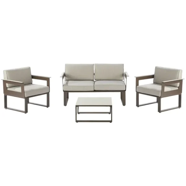 Conjunto de Sofás Relajantes de Jardín y Mesa de Centro de Aluminio Moka Odyssea Naterial