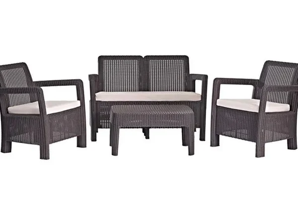 Conjunto de Jardín Relax Sofá Mesa en Resina Tarifa Chocolate 4 Plazas Keter