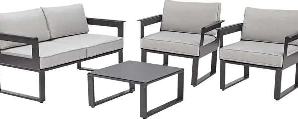 Conjunto de Mesa y Sillas de Jardín Relax Aluminio Gris Odyssea Naterial