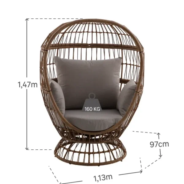 NATERIAL Silla de jardín Juno de acero y ratán beige