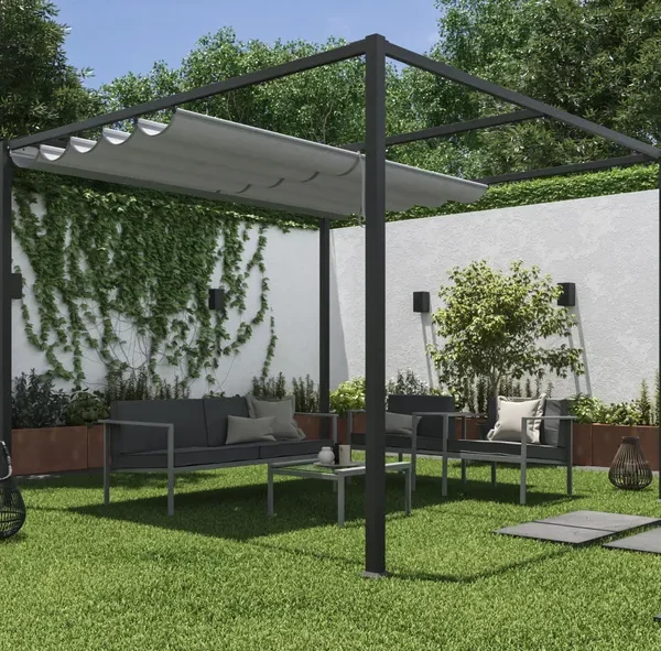 NATERIAL Pérgola Horali acero gris 297x297 cm