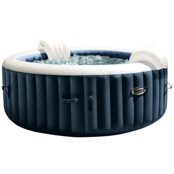 Intex Spa Jacuzzi inflable con masaje de burbujas para 4 personas, color azul marino