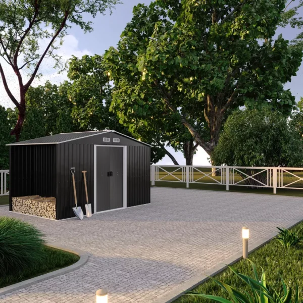 Cobertizo de jardín de acero galvanizado gris LERY - 6m²