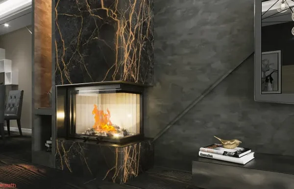 Hogar de leña CAMINETTI Quattro 90 14 kW 2 caras derecha