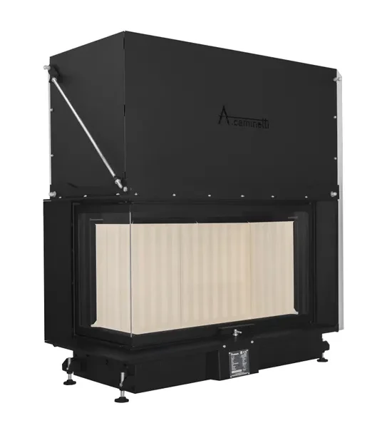 Hogar de leña CAMINETTI Quattro 100 17 kW 2 caras izquierda