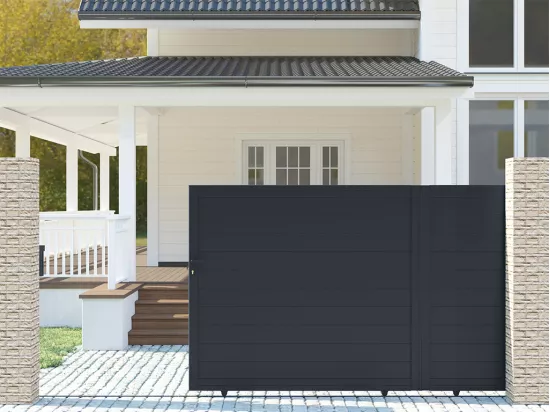 Puerta corredera L416 x H180 cm Aluminio macizo Antracita - NAZARIO