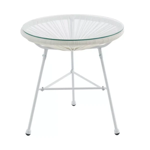 Mesa de jardín de resina tejida blanca - ALIOS II