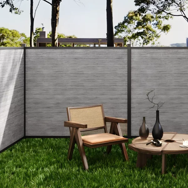 Paneles de valla para enterrar H.181 cm kit 7 láminas compuestas + 1 poste gris - ENOLA