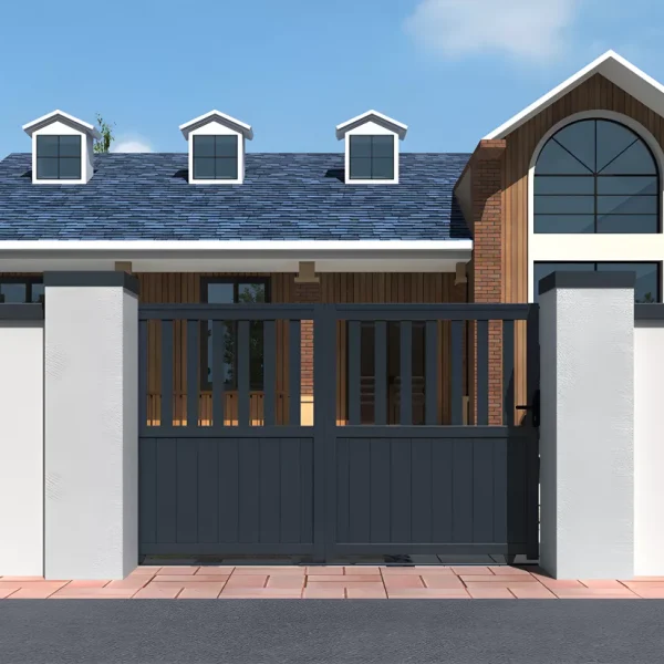 Puerta corredera en kit L343 x H140 cm Aluminio perforado Antracita - TARNOS II