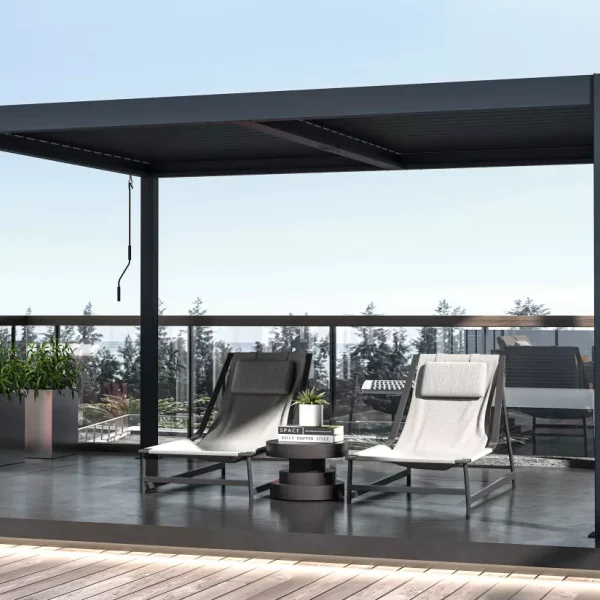 Casa adosada bioclimática autoportante de Aluminio con lamas orientables 12 m² Antracita - CASSAPIA