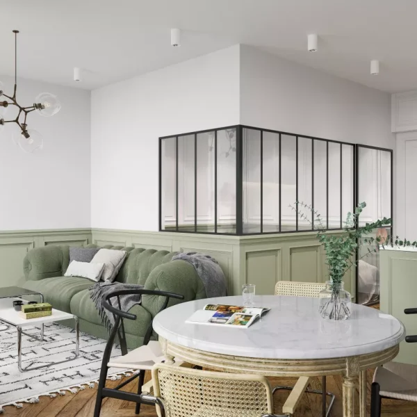 Ventana de cristal de esquina L210 x W120 x H105 en aluminio termolacado estilo atelier negro - BAYVIEW